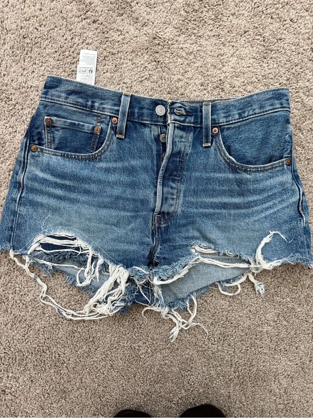 Levi's Blue Distressed Cutoff Denim Shorts